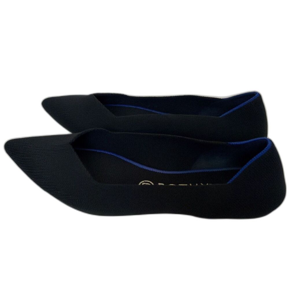 Rothy's The Point Shoes Womens Size 9.5 Black Knit Flats Pointed Toe Washable